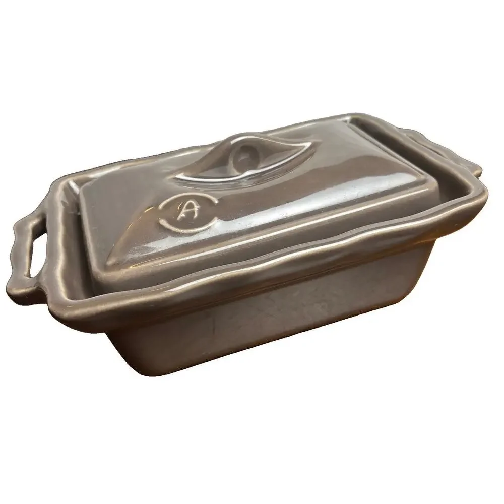 Appolia Gray Small Casserole Butter Dish With Lid Ceramic Bakeware From France
